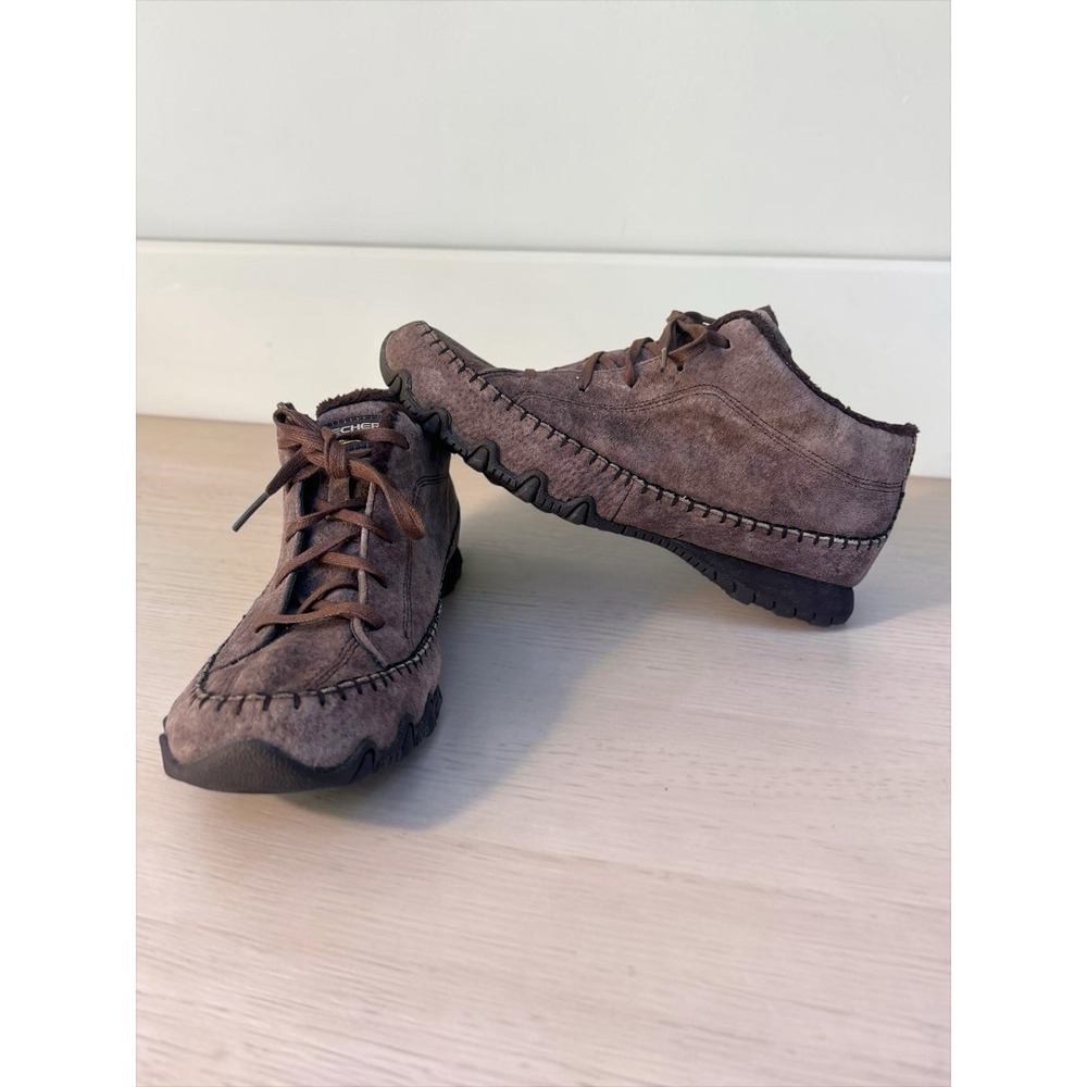 Skechers Relaxed Fit 49013 Womens 9 Chocolate Leather Faux Fur Moc Shoes